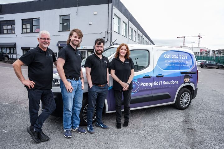 The Panoptic team at the Cork office with the company van